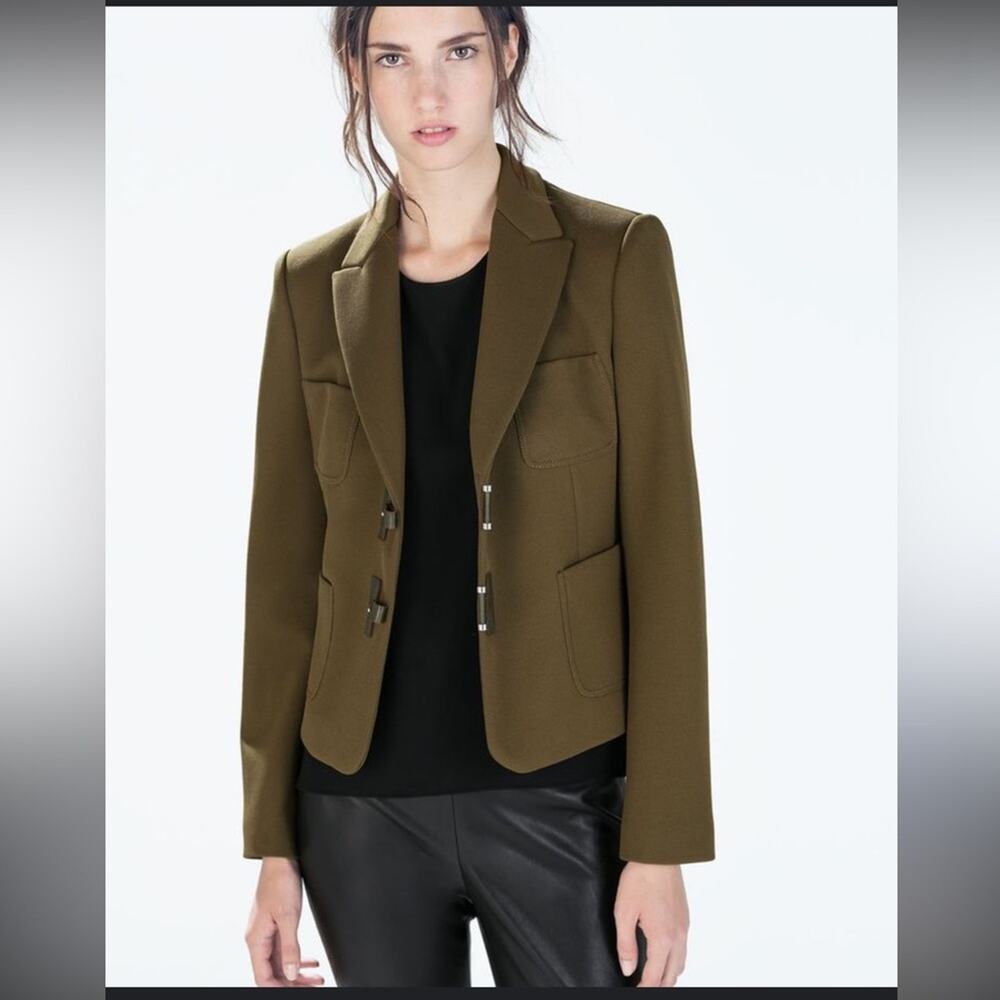 Zara Olive Green Military-Style Blazer